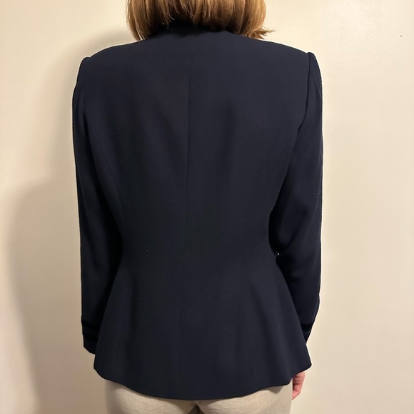 Kasper A.S.L. Navy Blue Suit Jacket Blazer with Velvet Details Size 6 - Picture 4 of 9